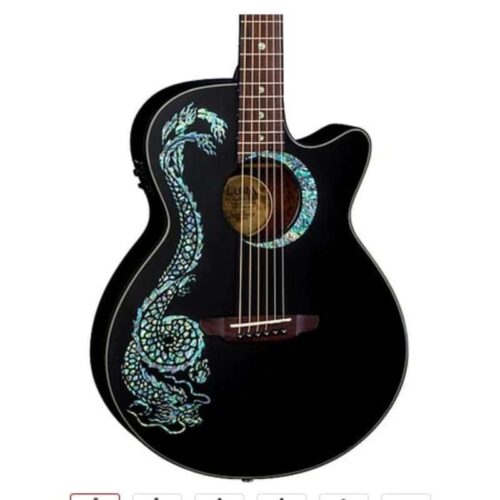 Luna Fauna Dragon Folk Acoustic-Electric Guitar Black -          Electric Guitar