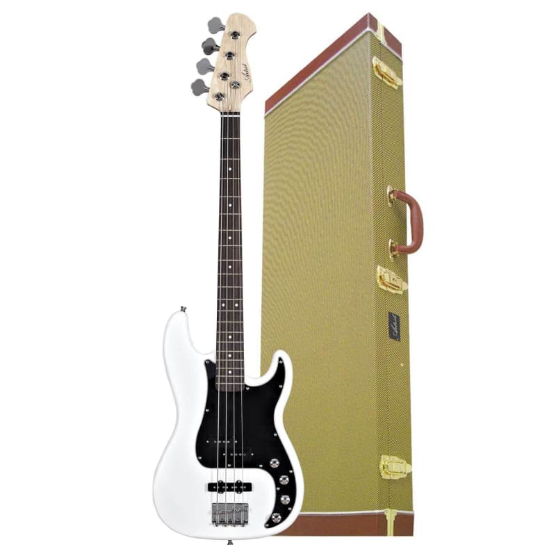 Artist Artist White Electric Bass Guitar & Tweed Case Hybrid - £209 new Guitar