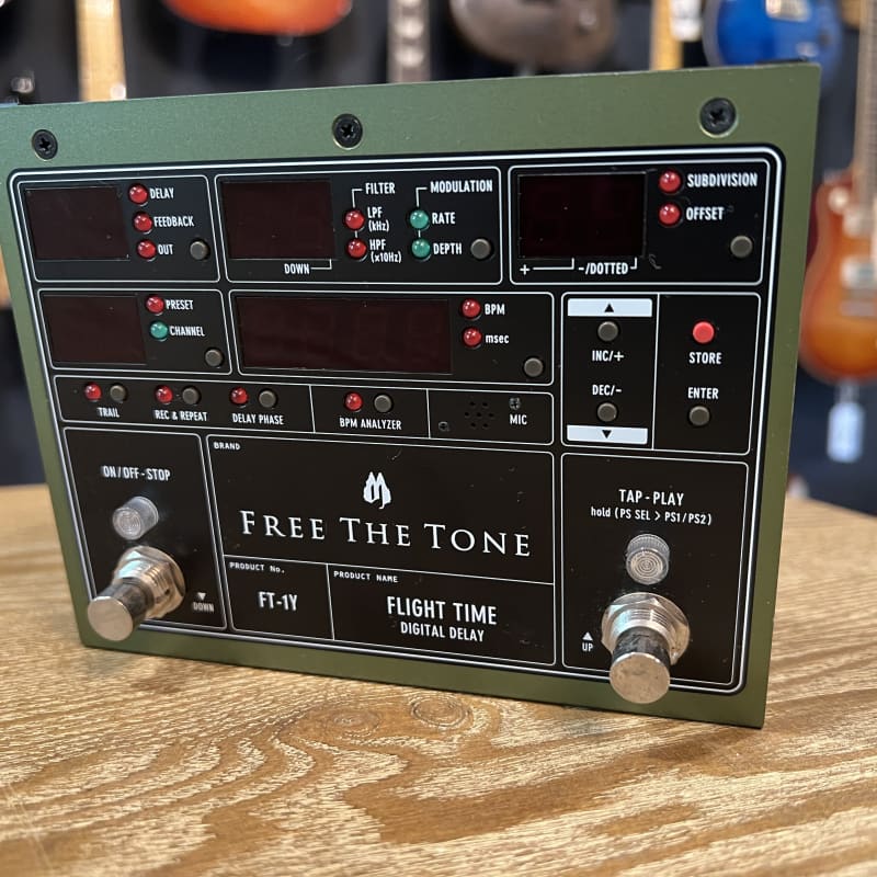 used 2010s Free The Tone FT-2Y Flight Time Digital Delay Green - Effect Pedal