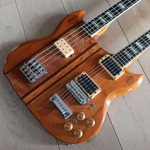 1970s Hoyer Double Neck Bass and Guitar Natural -           Bass