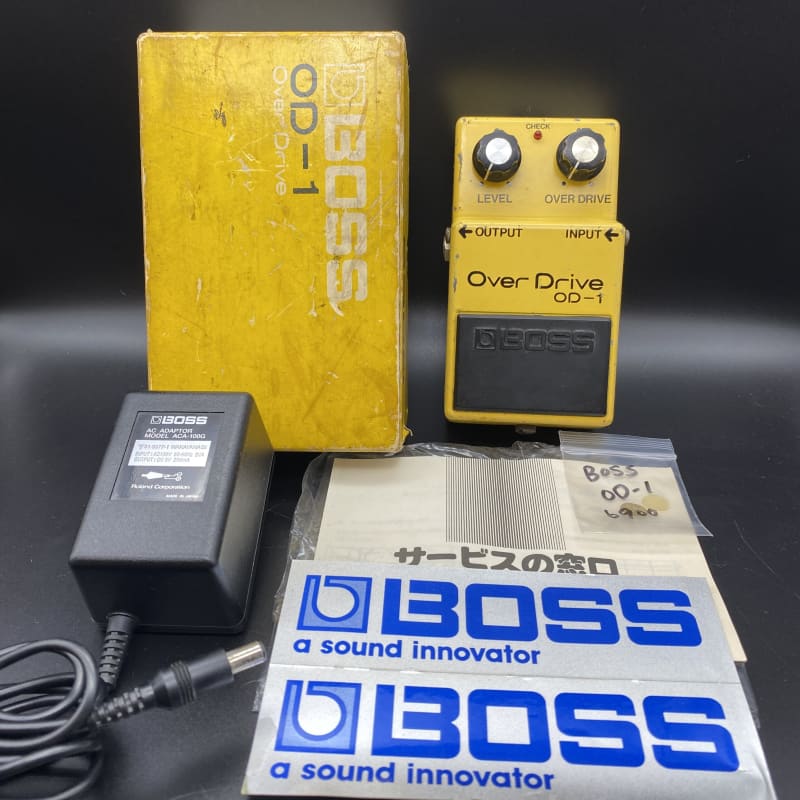 used 1977 - 1985 Boss OD-1 Over Drive (Black Label) Yellow - Effect Pedal