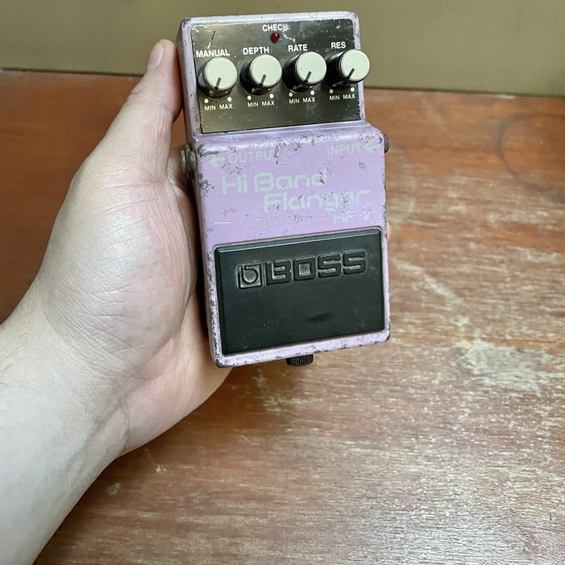 used 1989 - 1993 Boss HF-2 Hi Band Flanger (Green Label) Pink - Effect Pedal