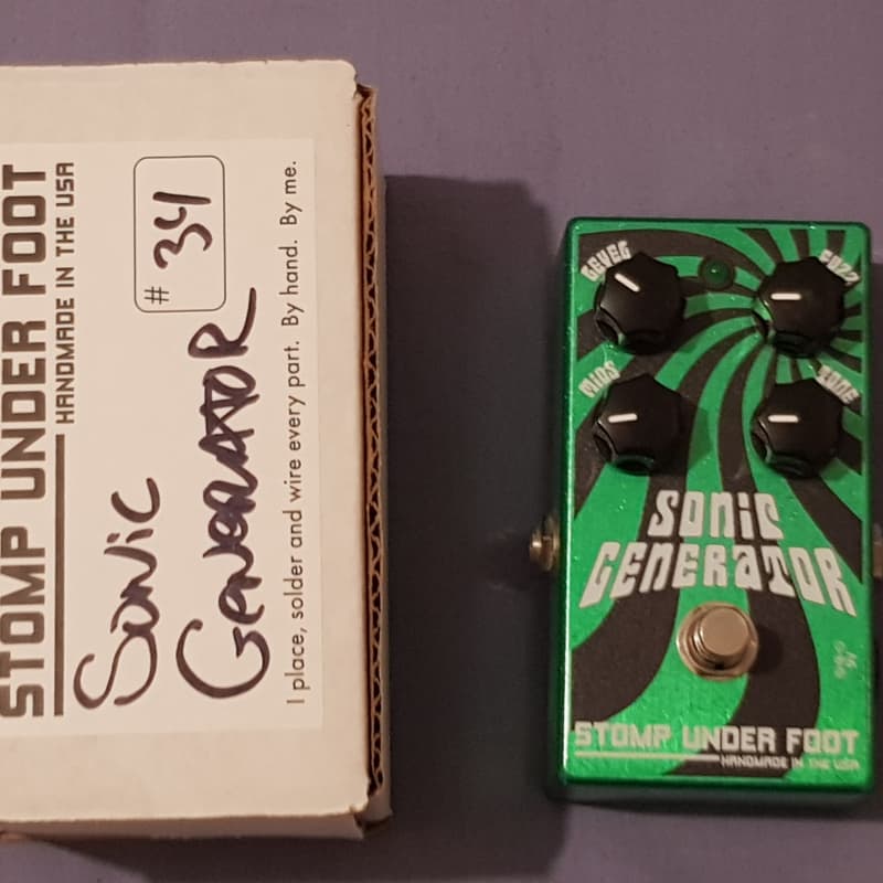 used 2010s Stomp Under Foot Sonic Generator Fuzz Green and Black Swirl - Effect Pedal