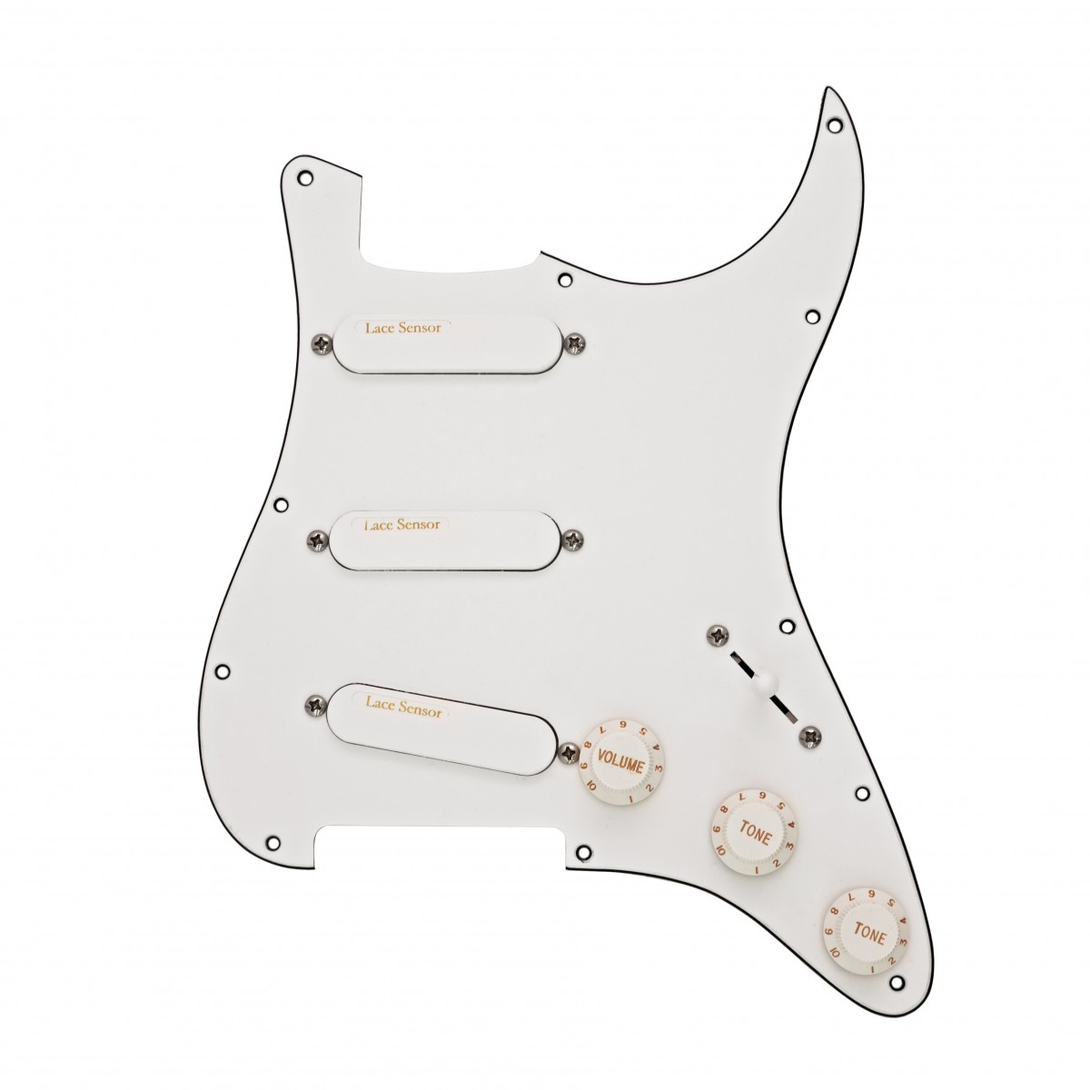 Lace Sensor Gold Loaded Pickguard SSS White - Nearly New - New Lace Pickups