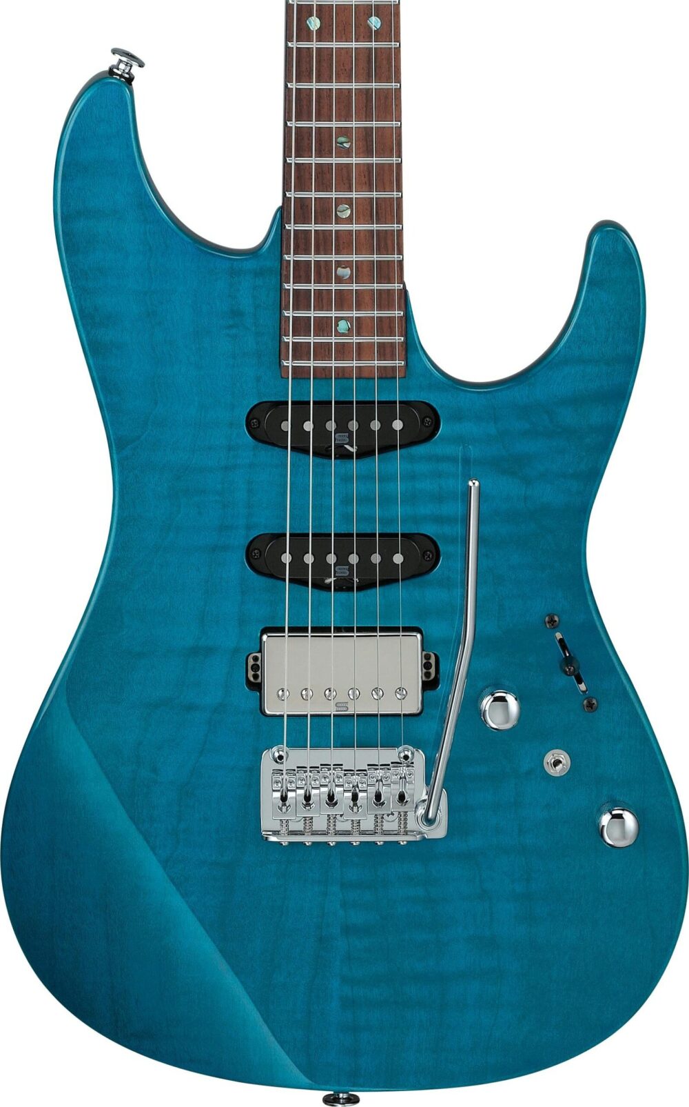 Ibanez MMN1-TAB Martin Miller Signature Electric Guitar in Transparent Aqua Blue in stock - Image 1