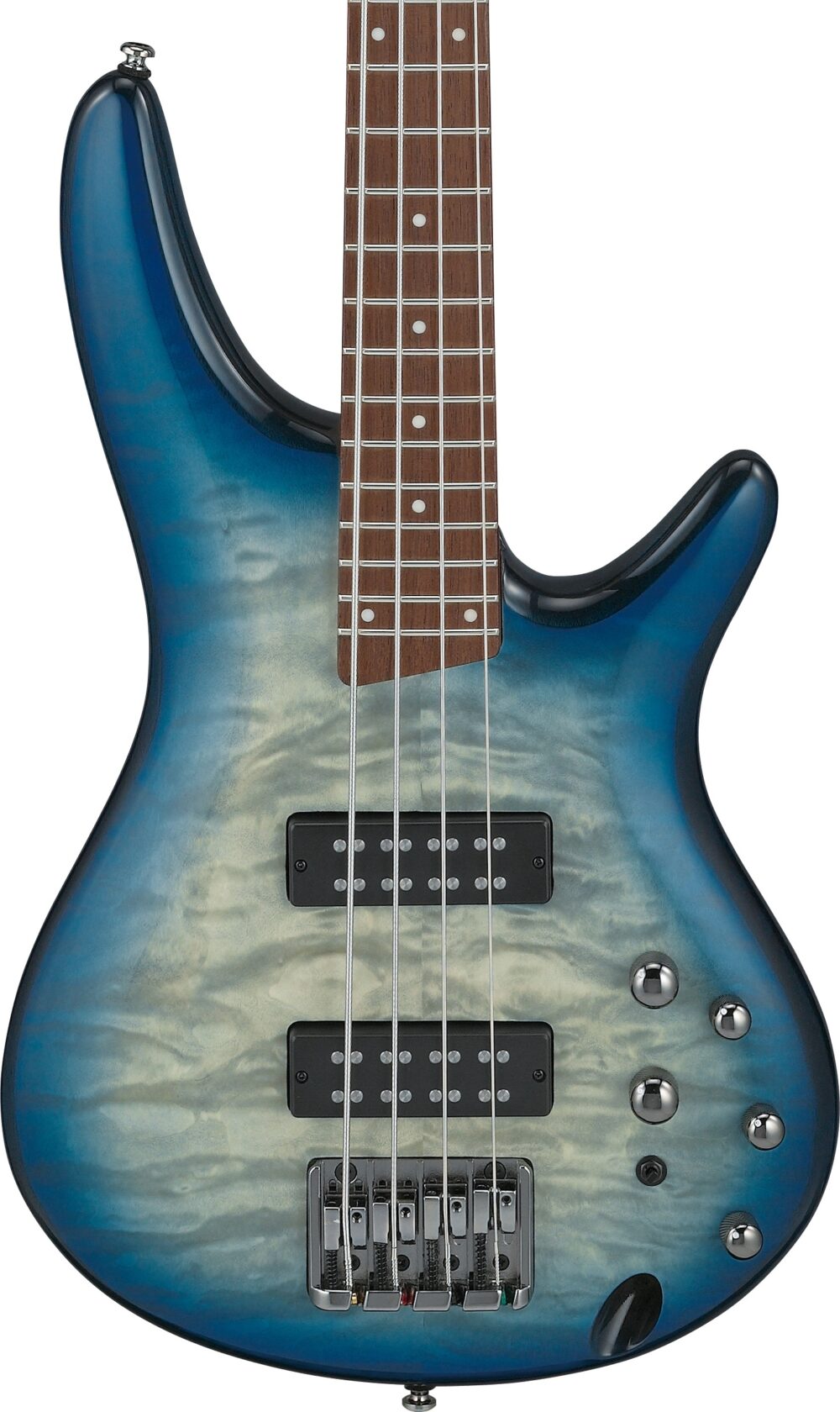 Ibanez SR400EQM-SCB SR Series 4-String Bass Guitar Quilted Maple in Stained Cosmic Blue Starburst in stock - Image 1