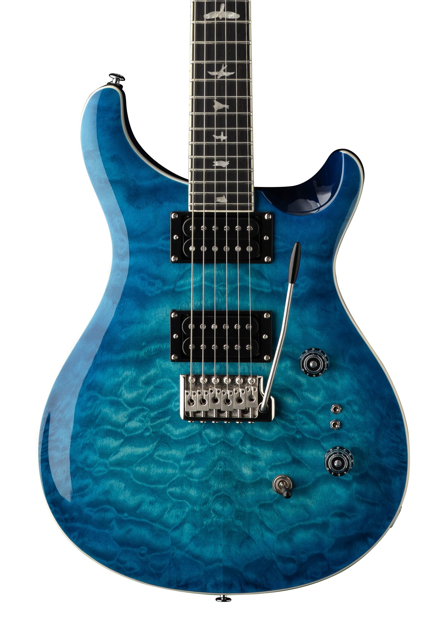 PRS SE Custom 24-08 Quilt Electric Guitar in Lake Blue in stock - Image 1