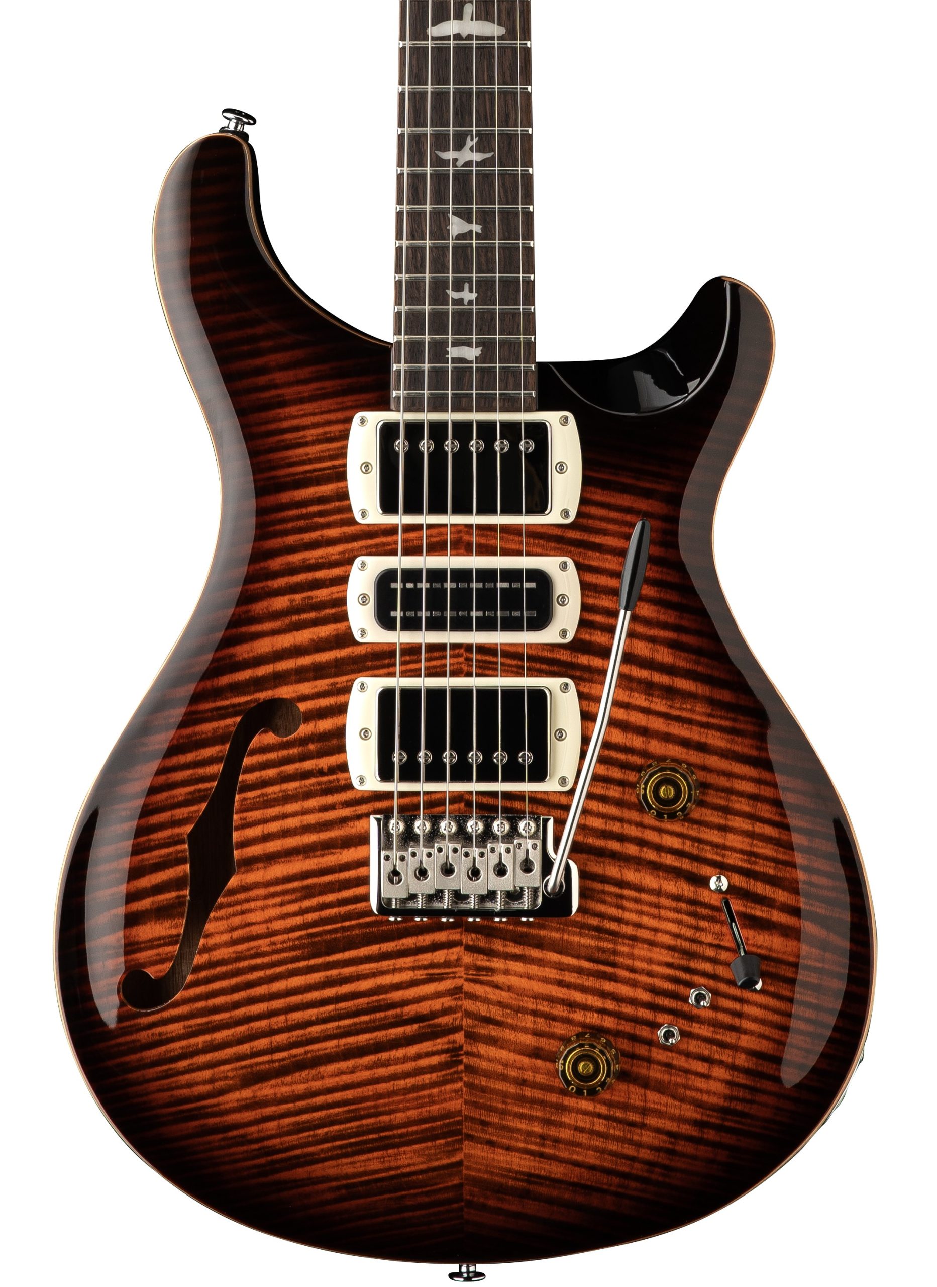PRS SE Special Semi-Hollow Electric Guitar in Orange Tiger Smokeburst in stock - Image 1