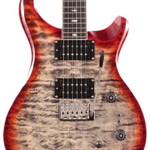 PRS SE Custom 24-08 Quilt Electric Guitar in Charcoal Cherry Burst in stock