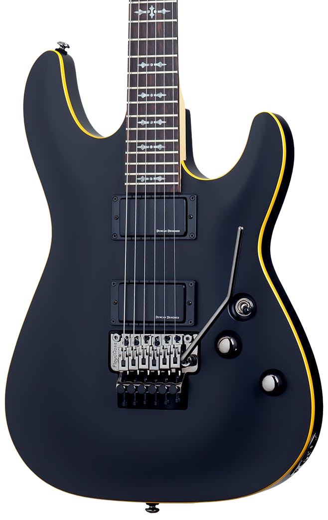 Schecter Demon 6 FR Electric Guitar in Aged Black Satin with Floyd Rose