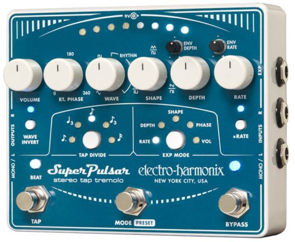 Electro Harmonix Super Pulsar Stereo Tap Tremolo Pedal