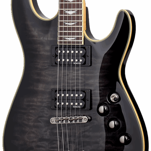 Schecter Omen Extreme 6 Electric Guitar in See-Thru Black in stock