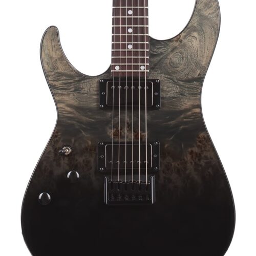 Schecter C-1 Left-Handed Standard Electric Guitar in Black Fade Burst Burl in stock