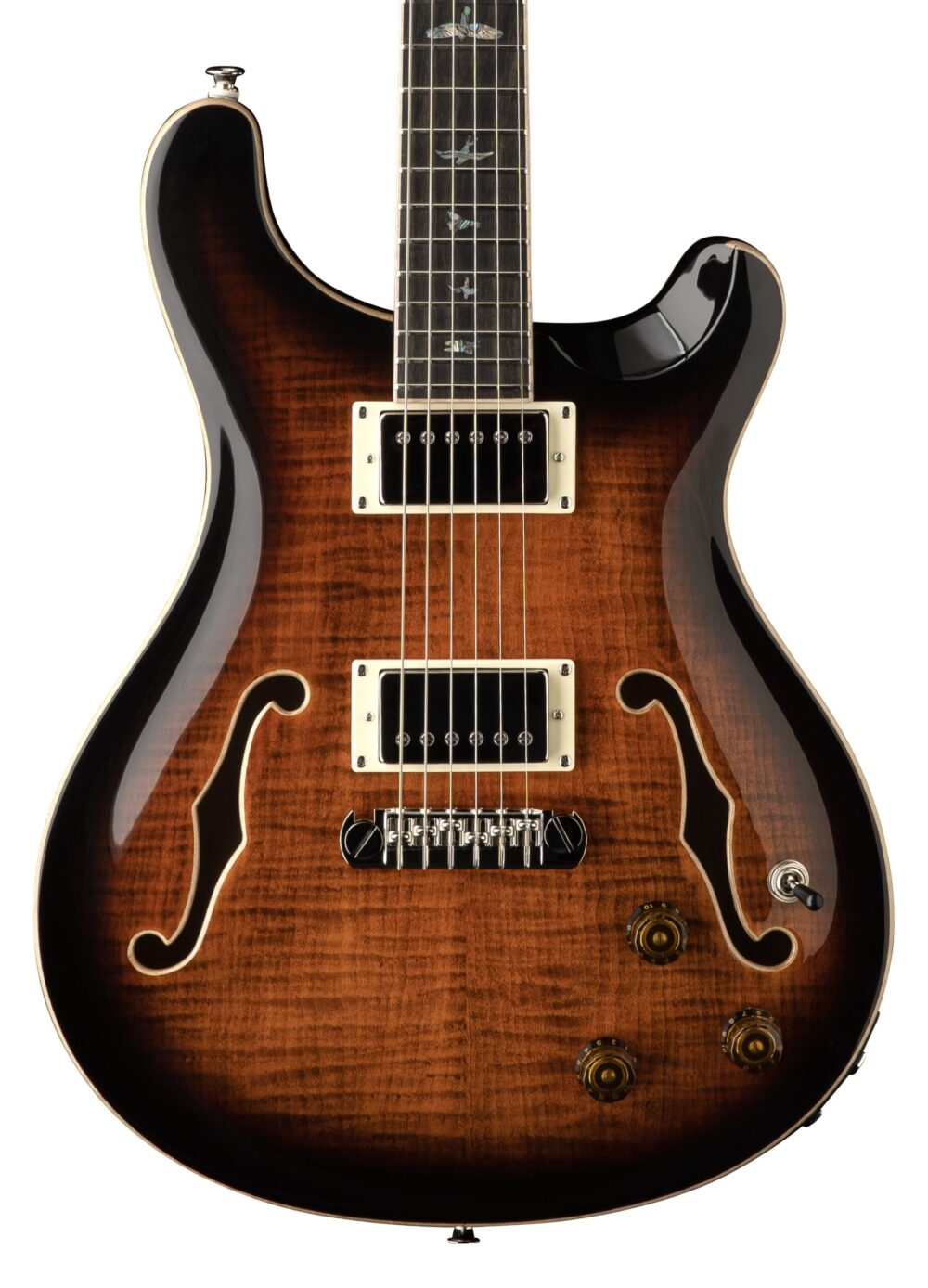 PRS SE Hollowbody II Piezo Electric Guitar in Orange Tiger Smokeburst in stock - Image 1