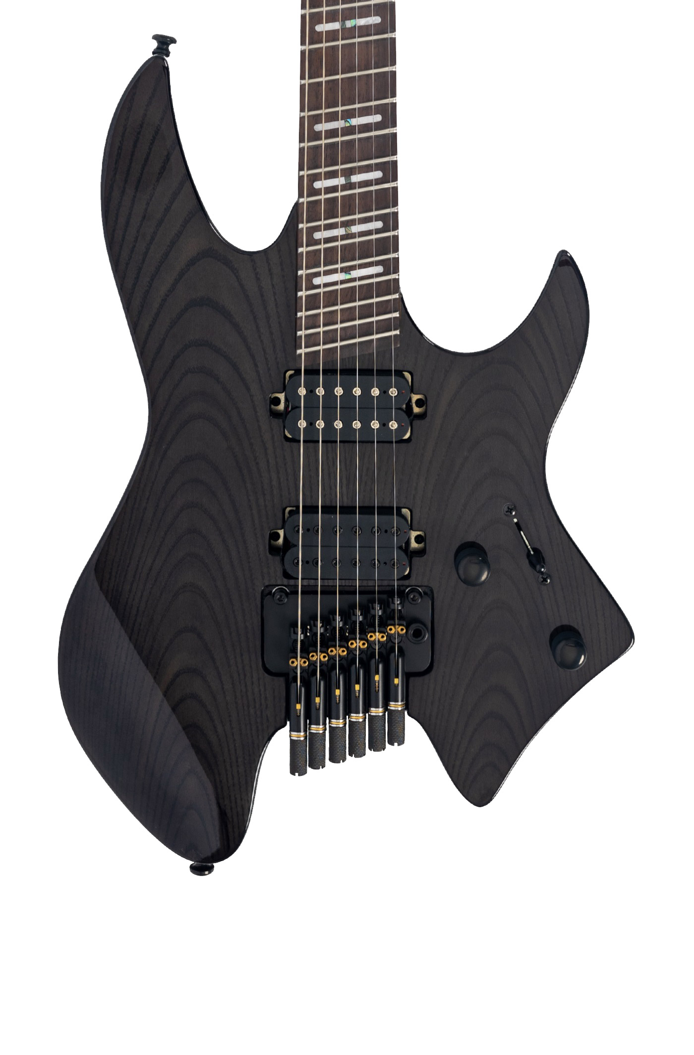 Sire Larry Carlton X6 Headless Electric Guitar in Transparent Black in stock - Image 1