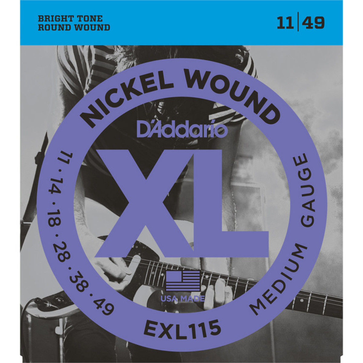D'Addario EXL115 Electric Guitar Strings, Medium/Blues-Jazz 011-049