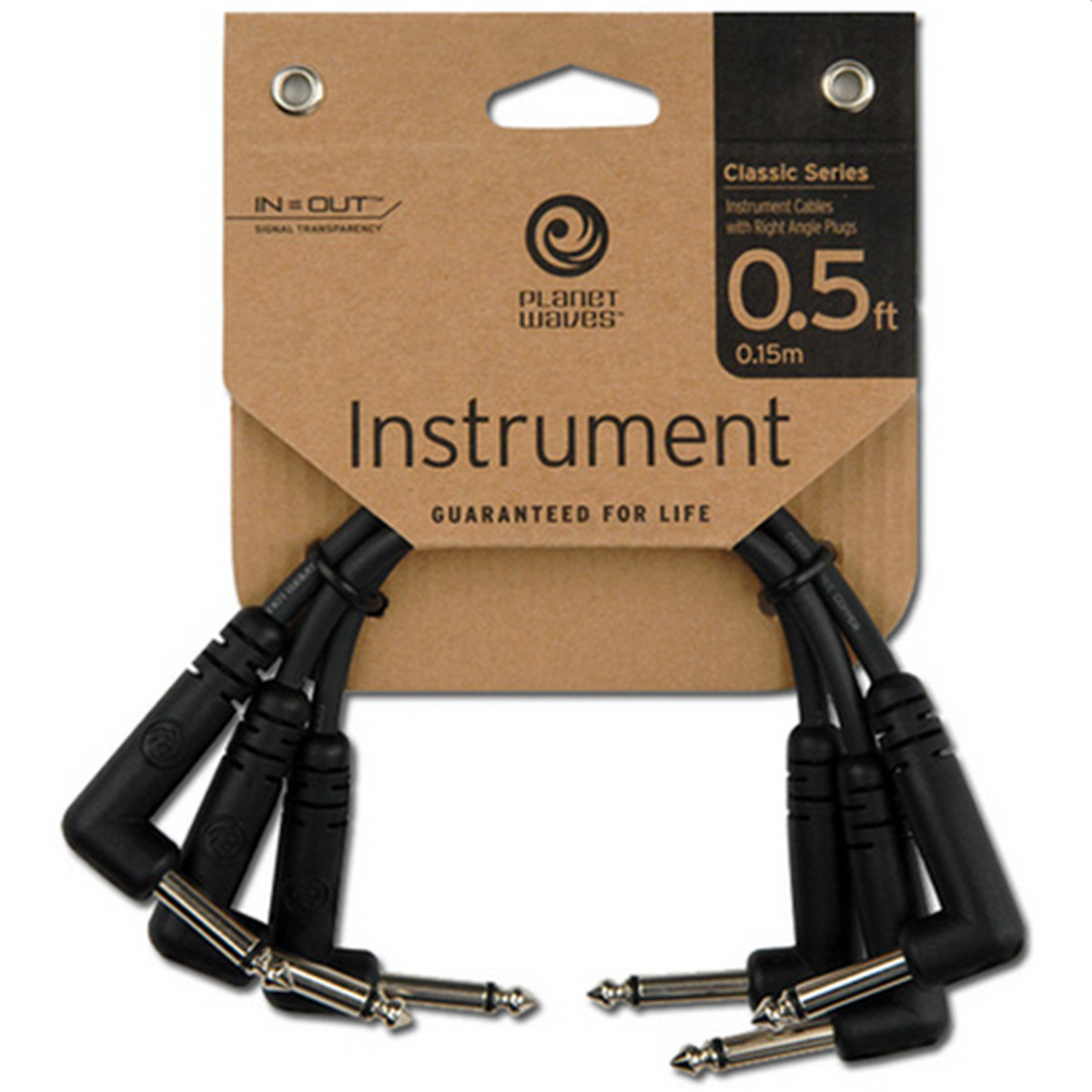Planet Waves Classic Series Right Angle Patch Cable, 3 Pack, 6''
