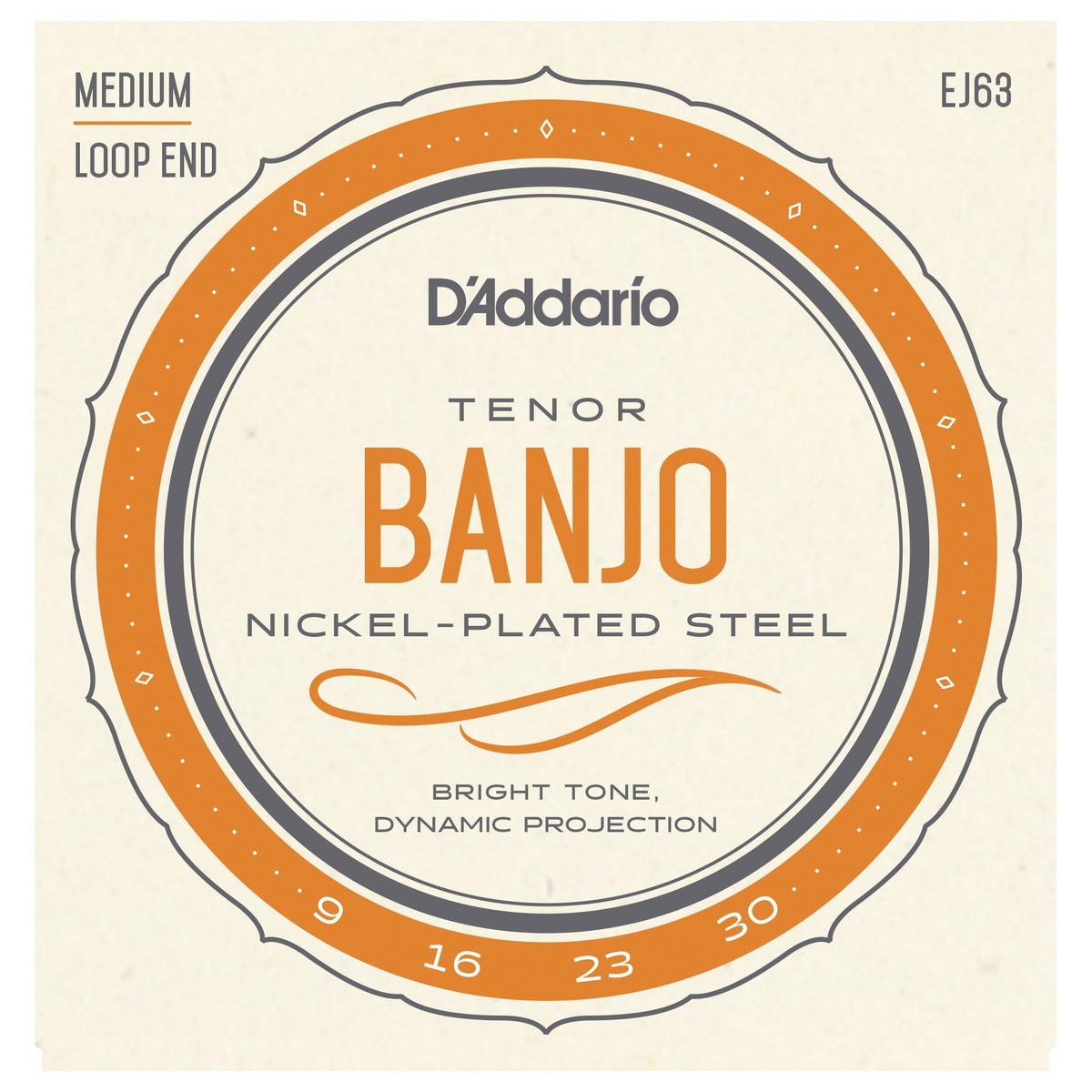 D'Addario EJ63 4 String Tenor Banjo Strings, Nickel, 9-30