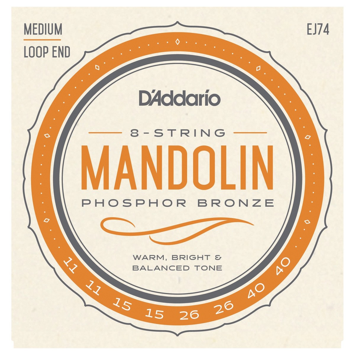 D'Addario EJ74 Phosphor Bronze Medium 11-40 Mandolin Strings