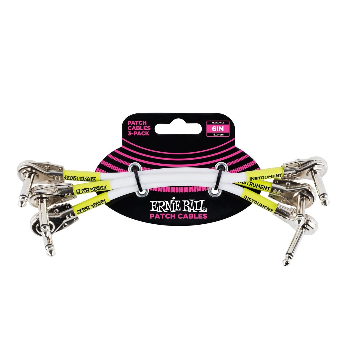Ernie Ball P06052 6'' Pancake Patch Cable 3 Pack, White