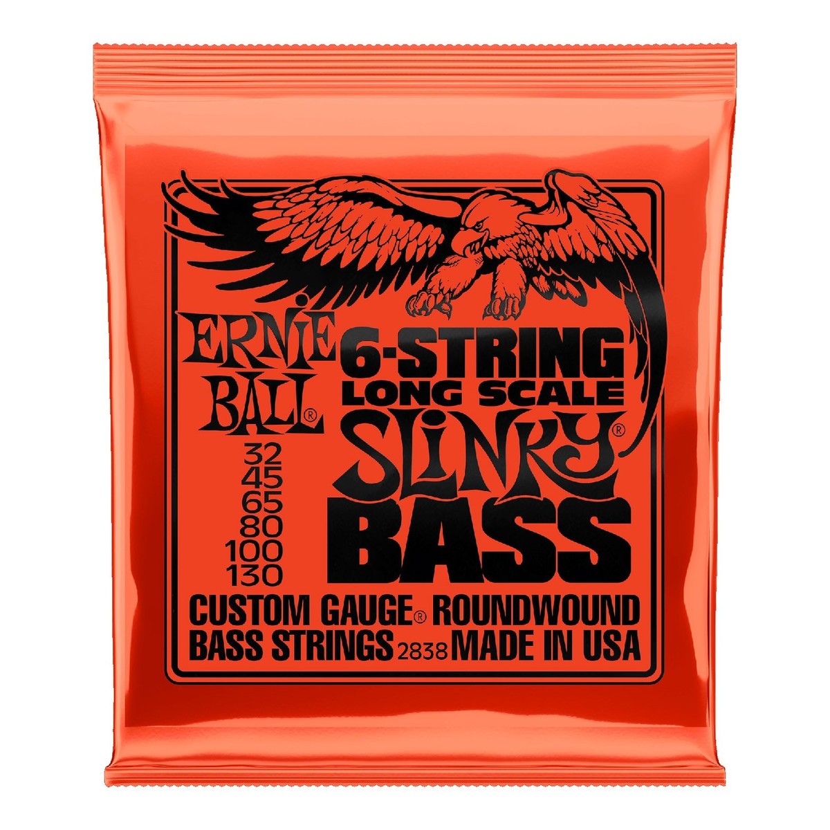 Ernie Ball 2838 Slinky 6 String Long Scale Bass Set, 32-130