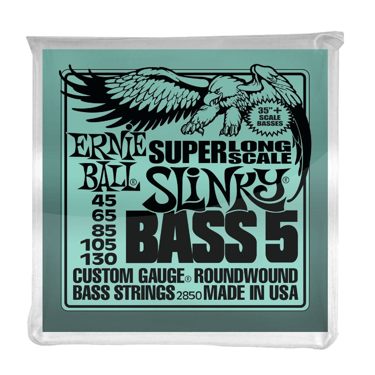Ernie Ball 2850 Slinky Super Long Scale 5 String Bass Set, 45-130