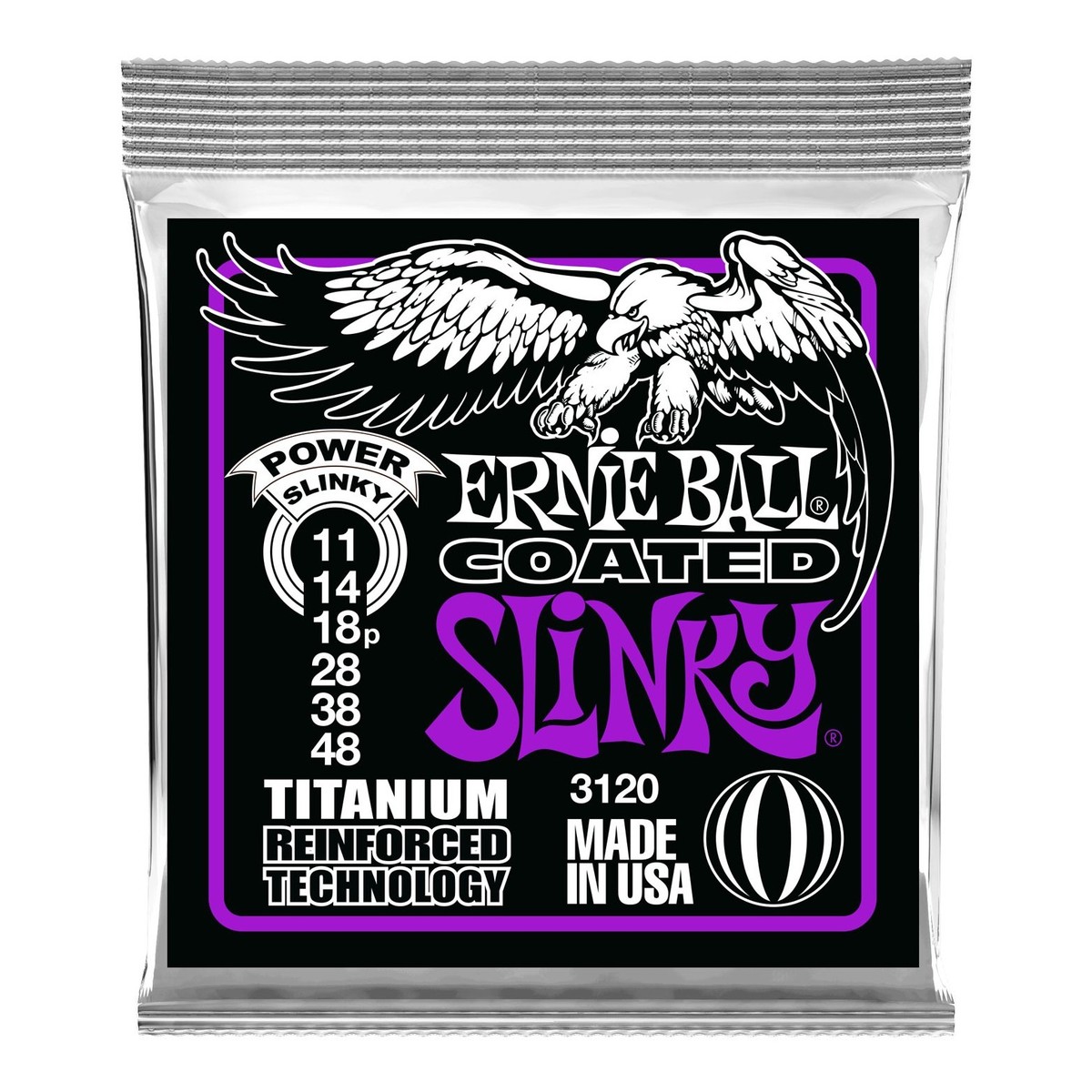 Ernie Ball 3120 Power Slinky Coated Titanium Set, 11-48