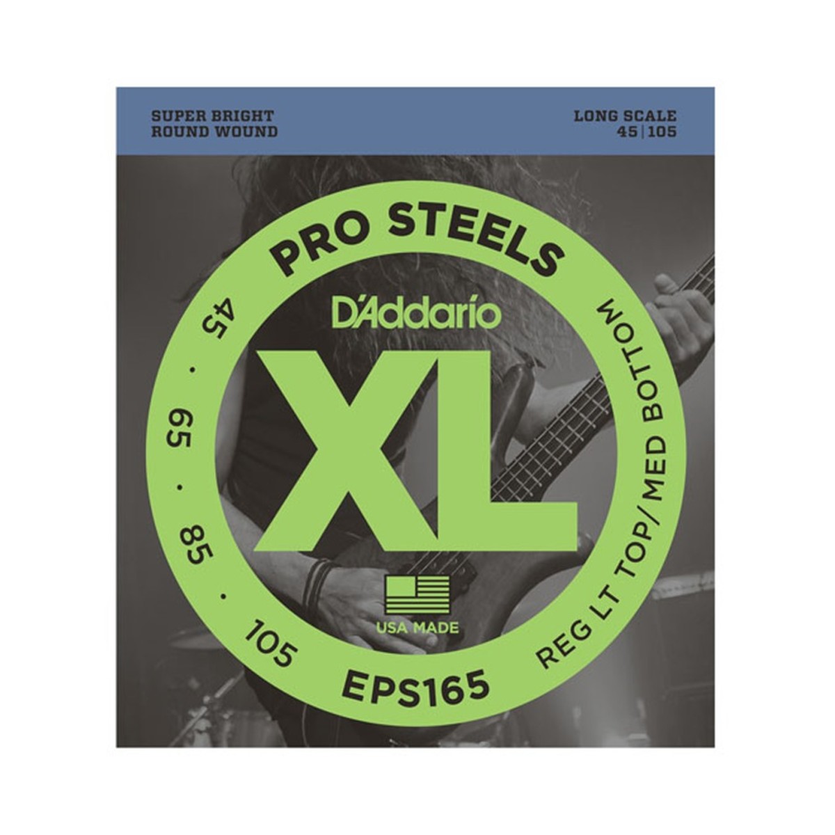 D'Addario EPS165 ProSteels Bass Guitar Strings, Custom Light, 45-105