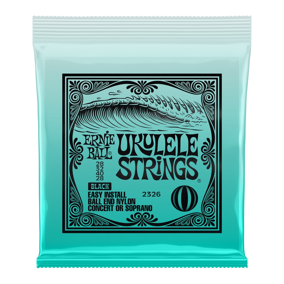 Ernie Ball P02326 Concert/Soprano Ukulele Strings Set, Black