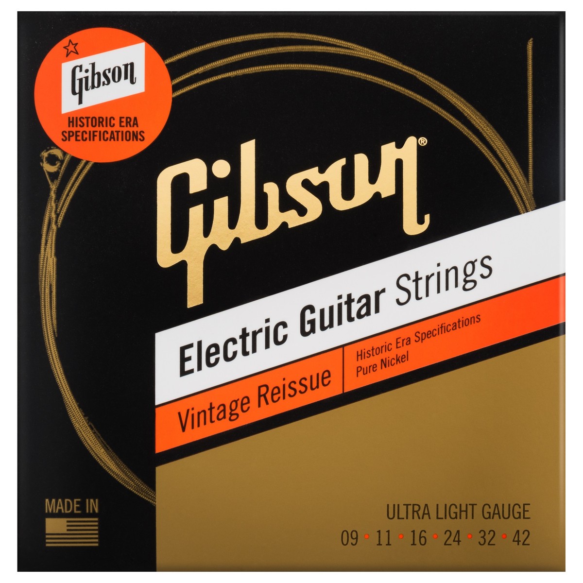 Gibson Vintage Reissue Guitar Strings, Ultra-Light 9-42