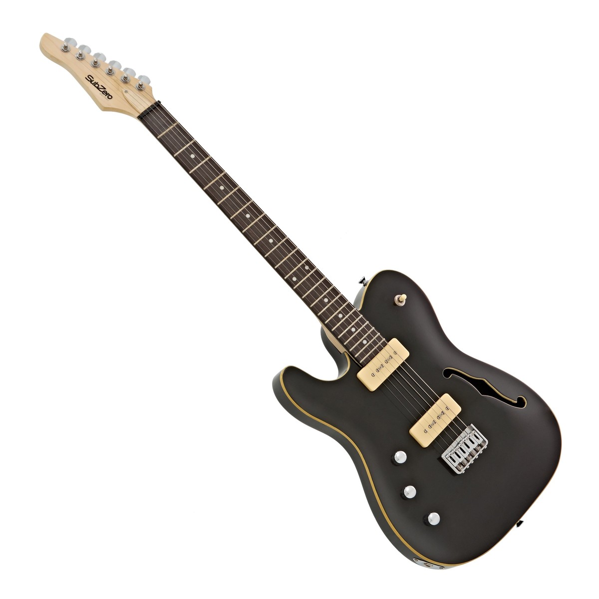 SubZero Paradigm Left Handed Semi-Hollow Electric Guitar, Trans Black - Nearly New