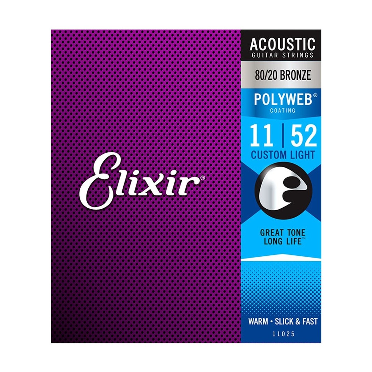 Elixir 11025 POLYWEB Custom-Light Acoustic Strings, 11-52
