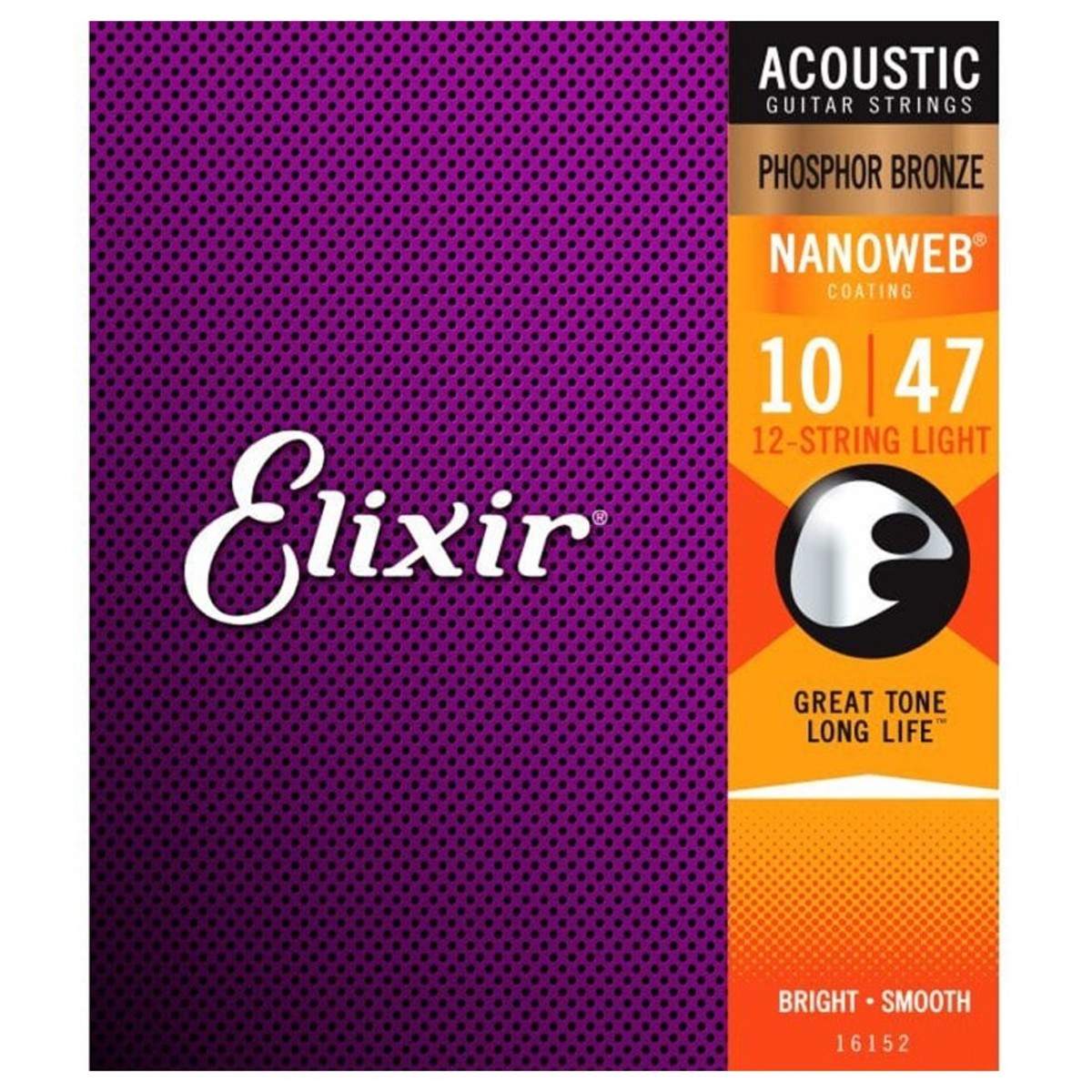 Elixir 16152 NANOWEB Phosphor Bronze 12-String Set, 10-47