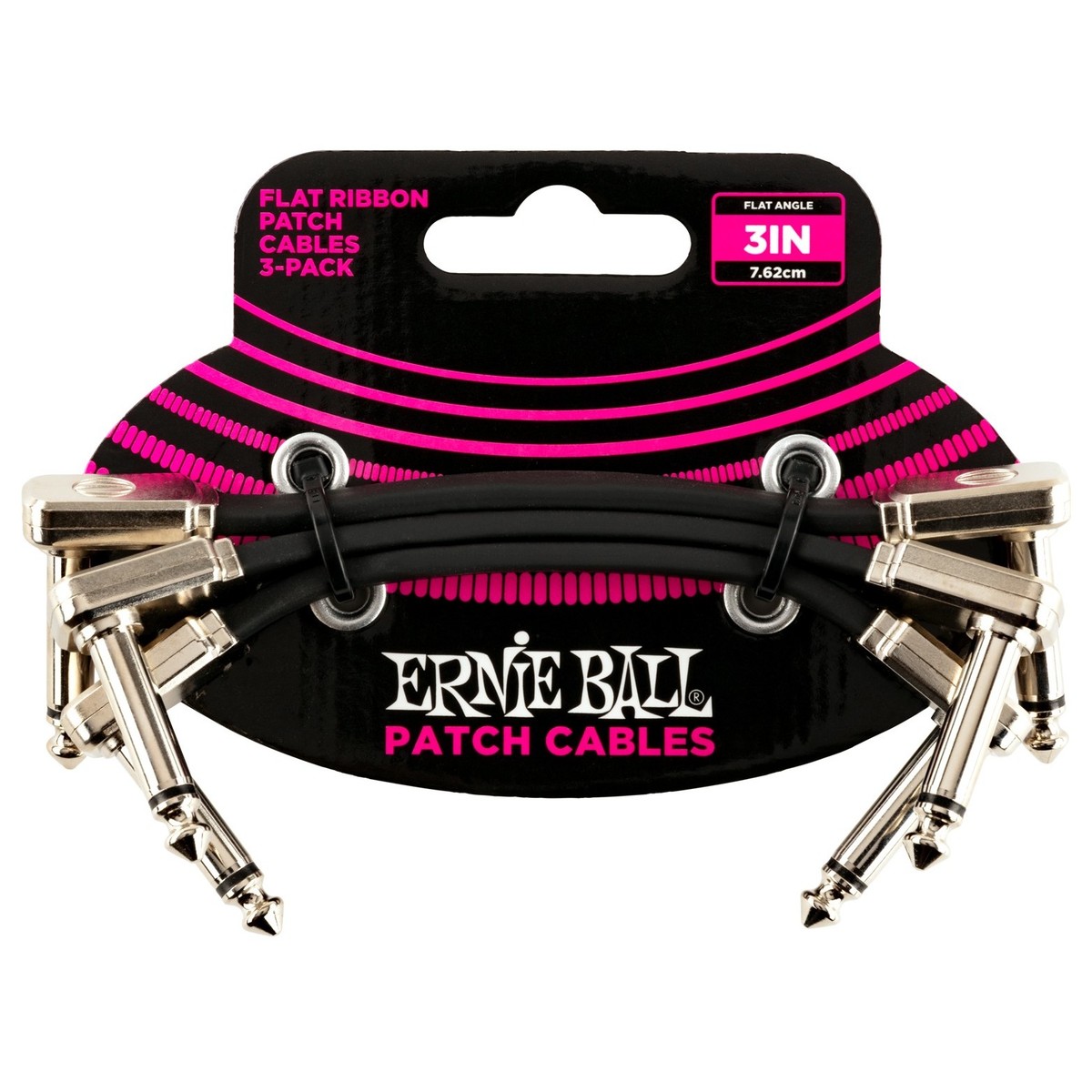 Ernie Ball P06220 3'' Flat Ribbon Patch Cable, 3-Pack