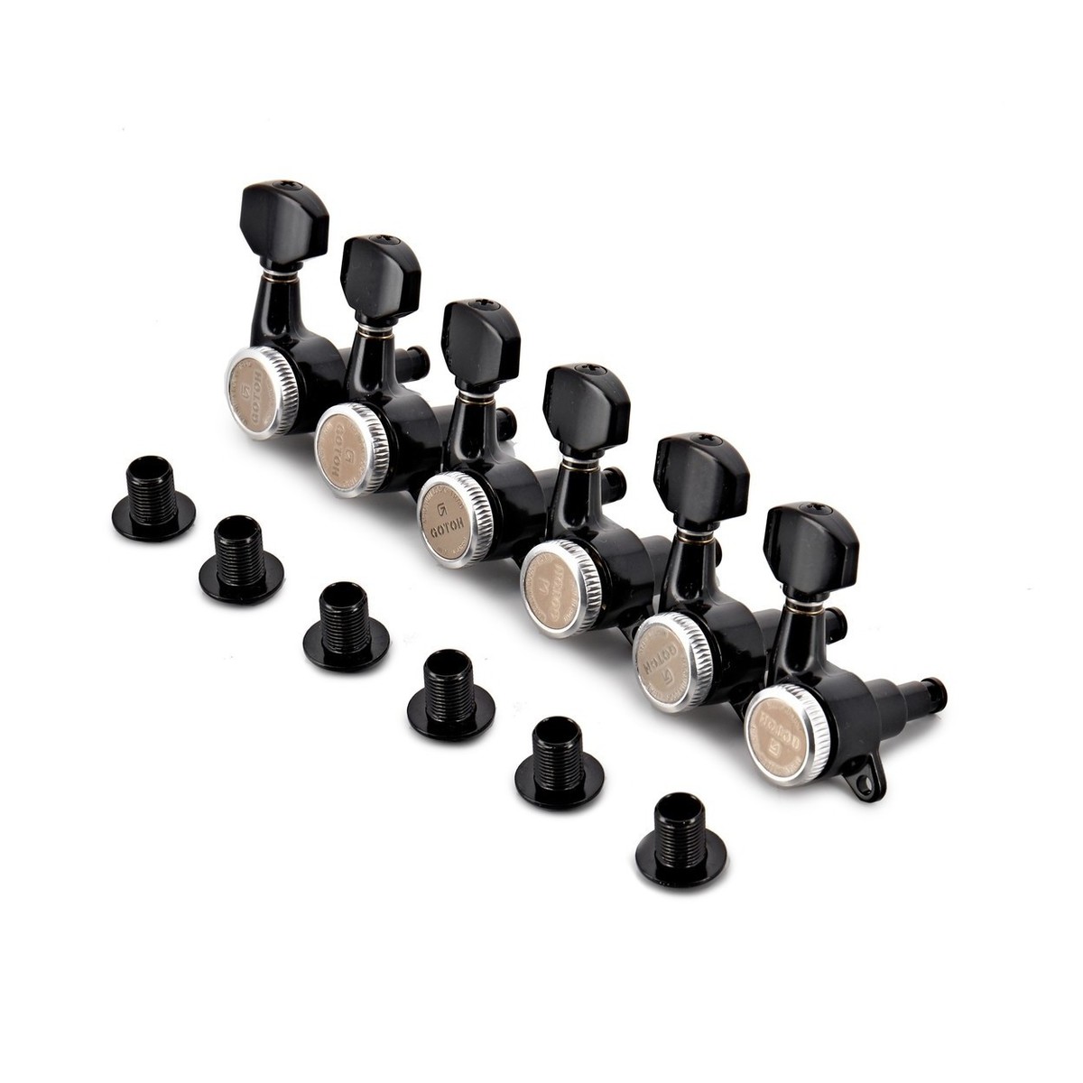 Gotoh SG381-07-L6 MG-T Locking Machinehead Set, Black Chrome