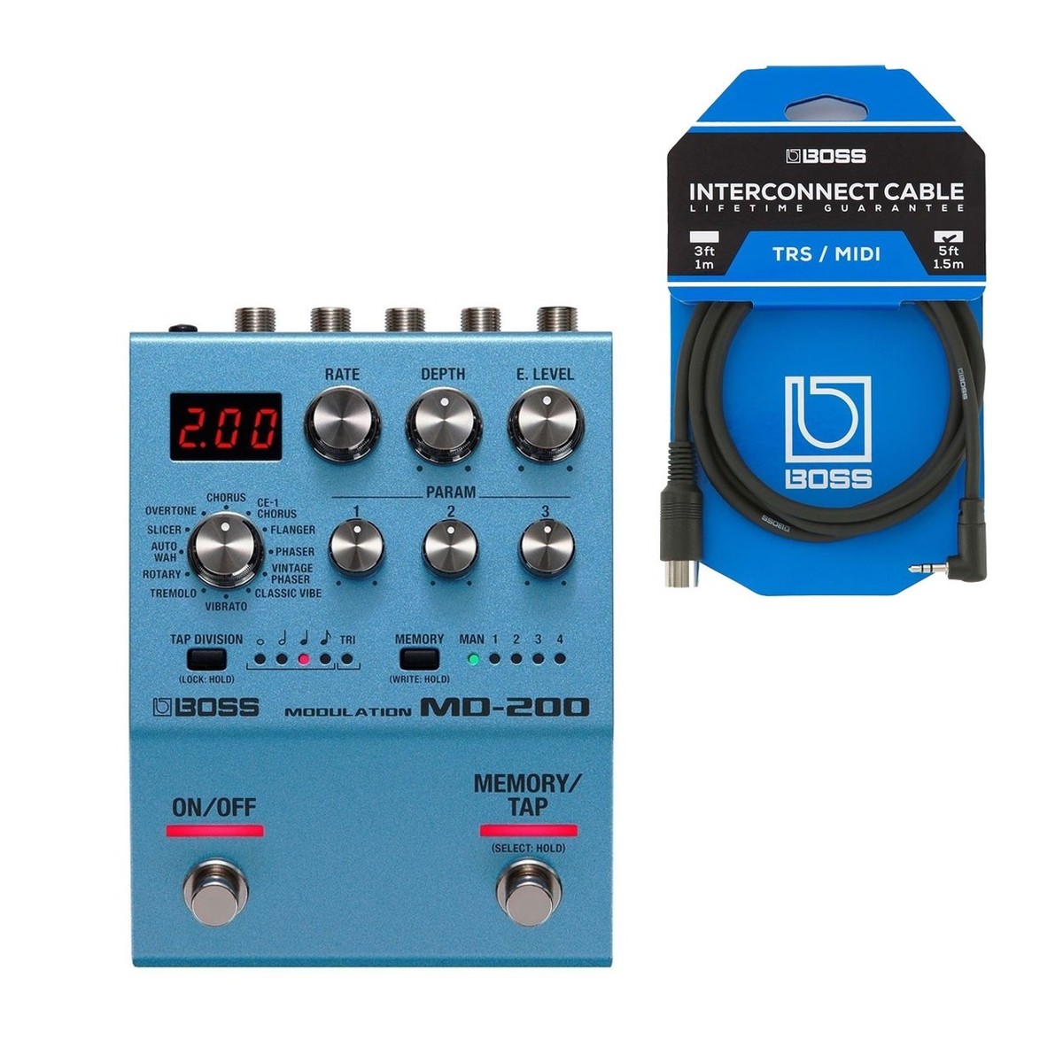 Boss MD-200 Modulation Pedal with MIDI Connection Cable