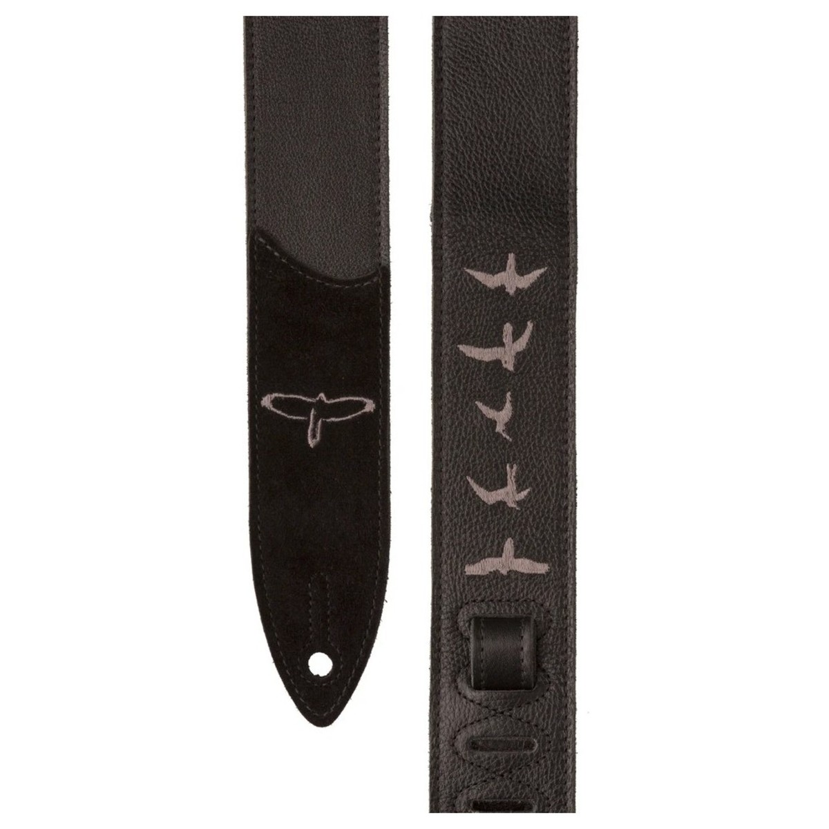 PRS Premium 2'' Leather Guitar Strap, Black w/ Birds Embroidery