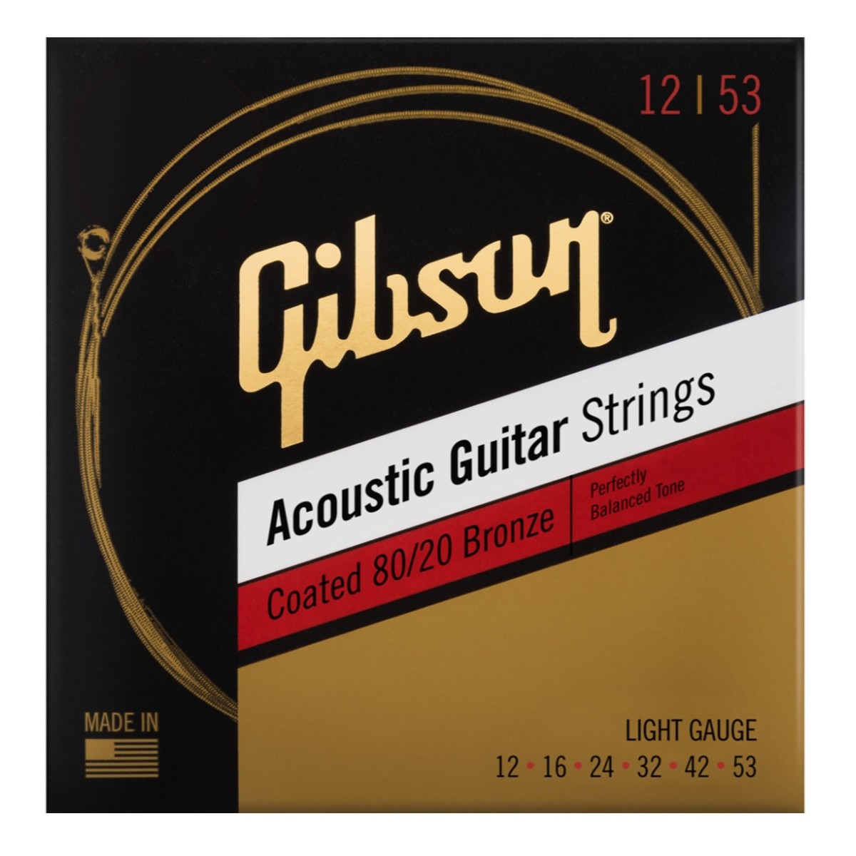 Gibson SAG-CBRW12 80/20 Bronze Coated Light Acoustic Strings, 12-53