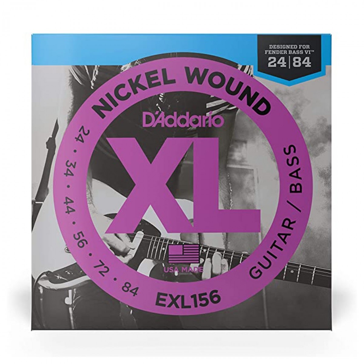 D'Addario EXL156 Nickel-Wound Fender Bass VI Strings, .024-.084