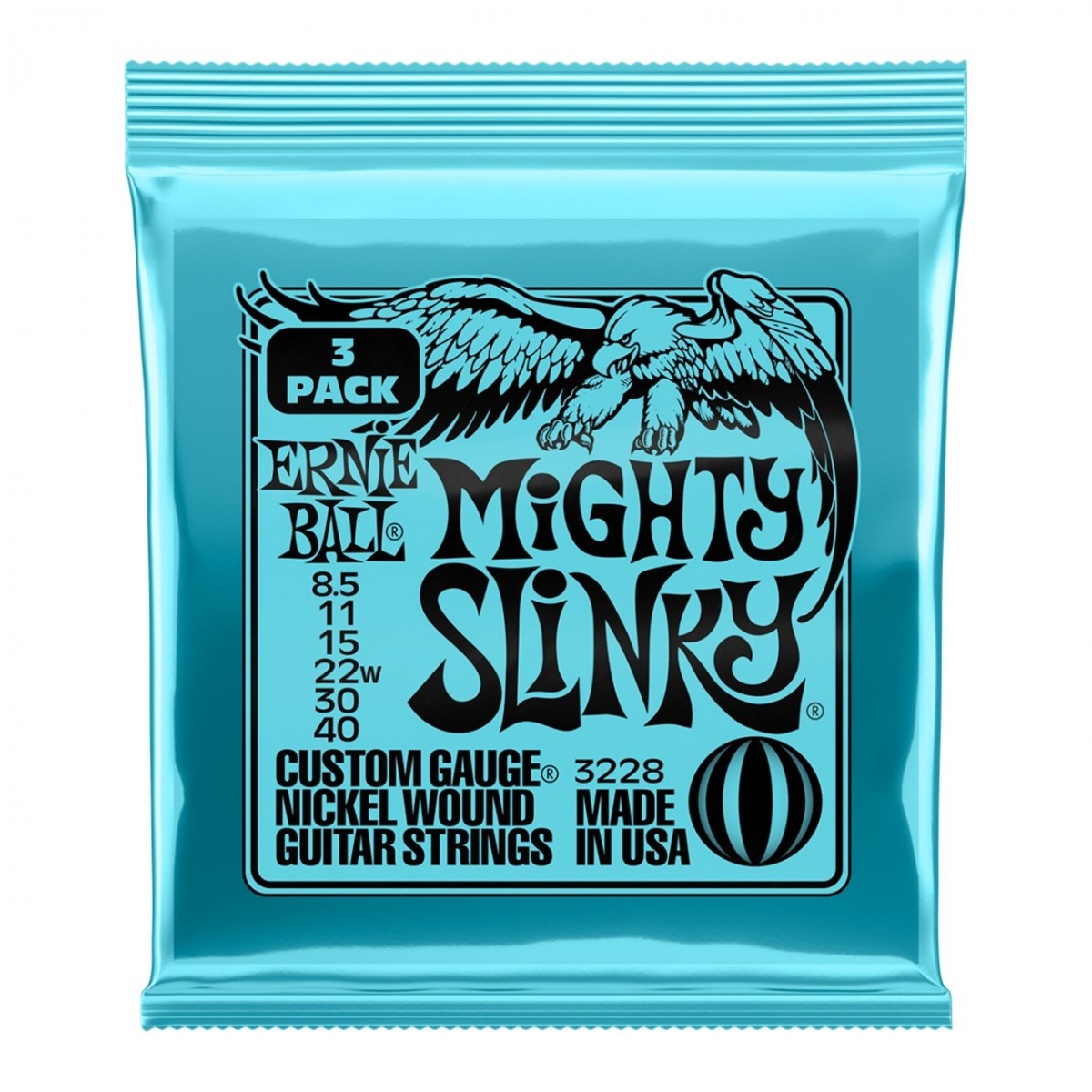 Ernie Ball P03228 Mighty Slinky, 8.5-40 (3 Set Pack)
