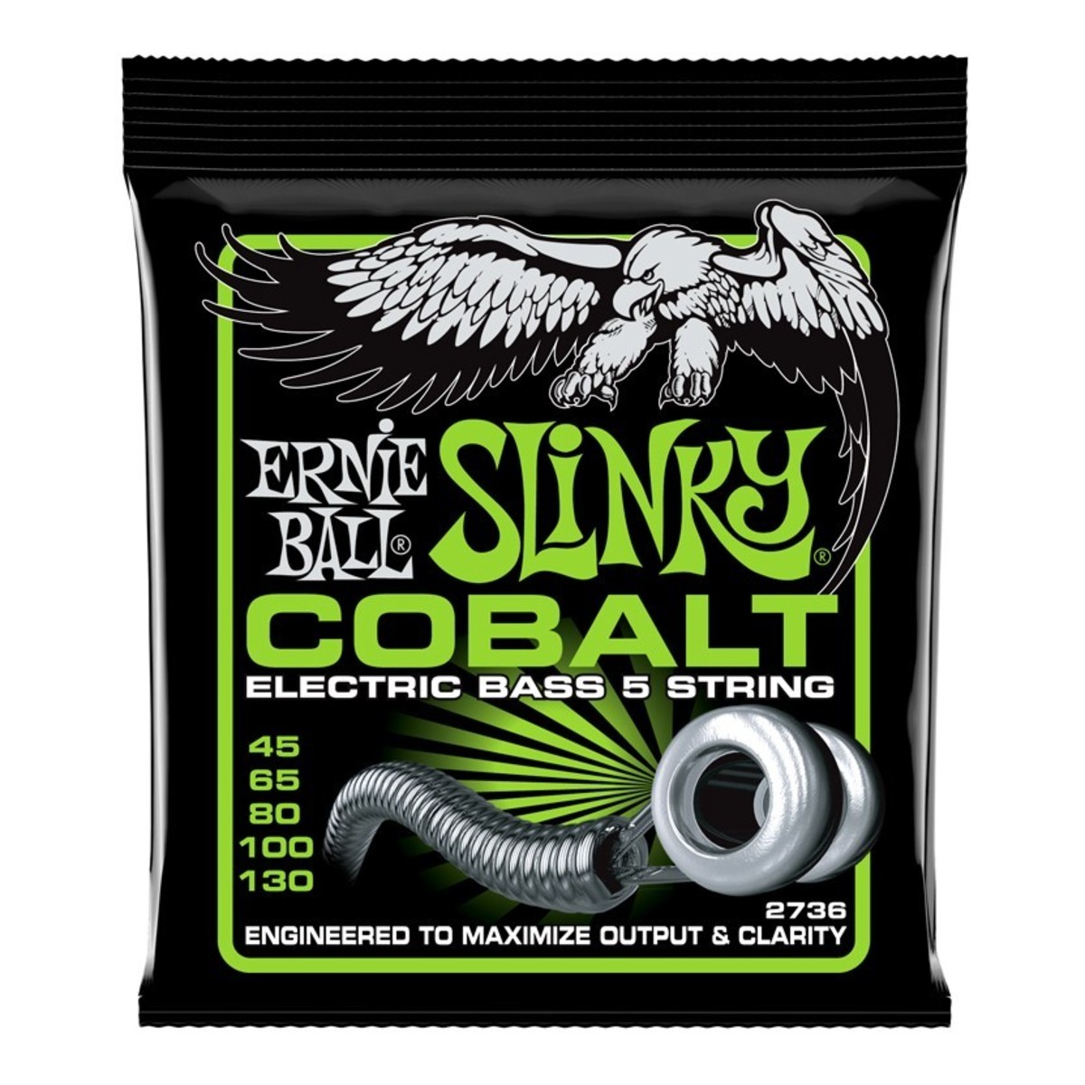 Ernie Ball Slinky 2736 Cobalt 5 String Bass Guitar Strings 45-130