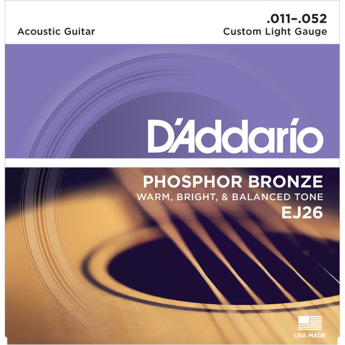 D'Addario EJ26 Phosphor Bronze, Custom Light, 11-52
