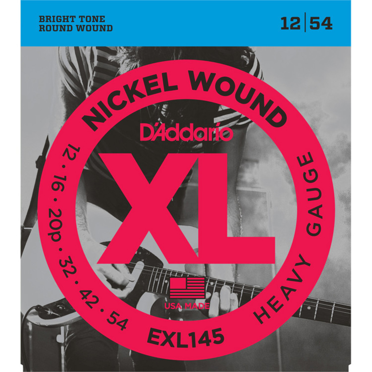 D'Addario EXL145 Nickel Wound, Heavy, Plain 3rd, 12-54