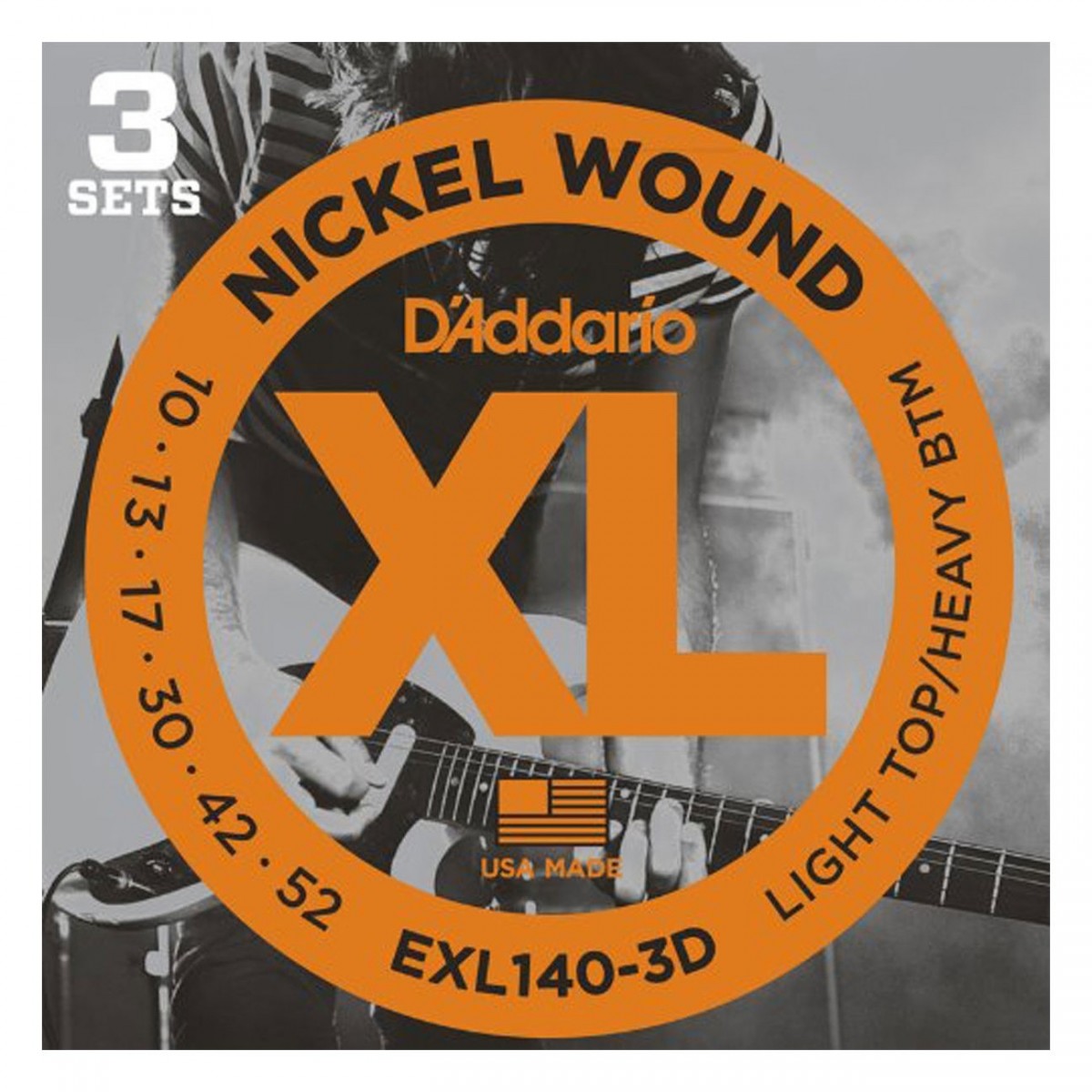 D'Addario EXL140-3D Nickel Wound, Light Top/Heavy Bottom 10-52 3-Pack