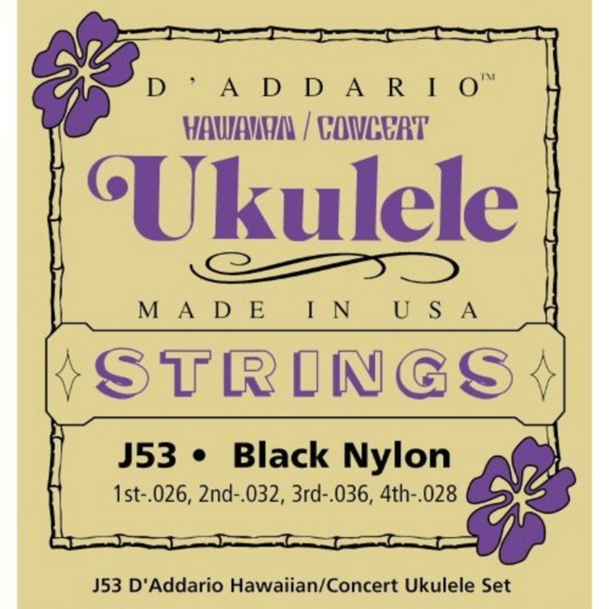 D'Addario J53 Hawaii Concert Ukulele Strings, Black