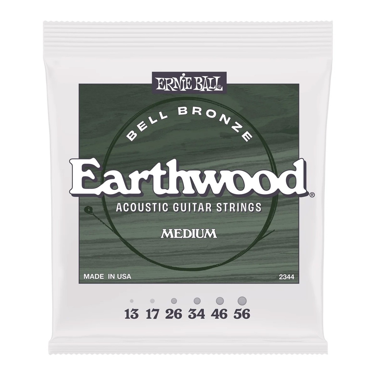 Ernie Ball Medium Earthwood Bell Bronze Acoustic Guitar Strings, 13-56