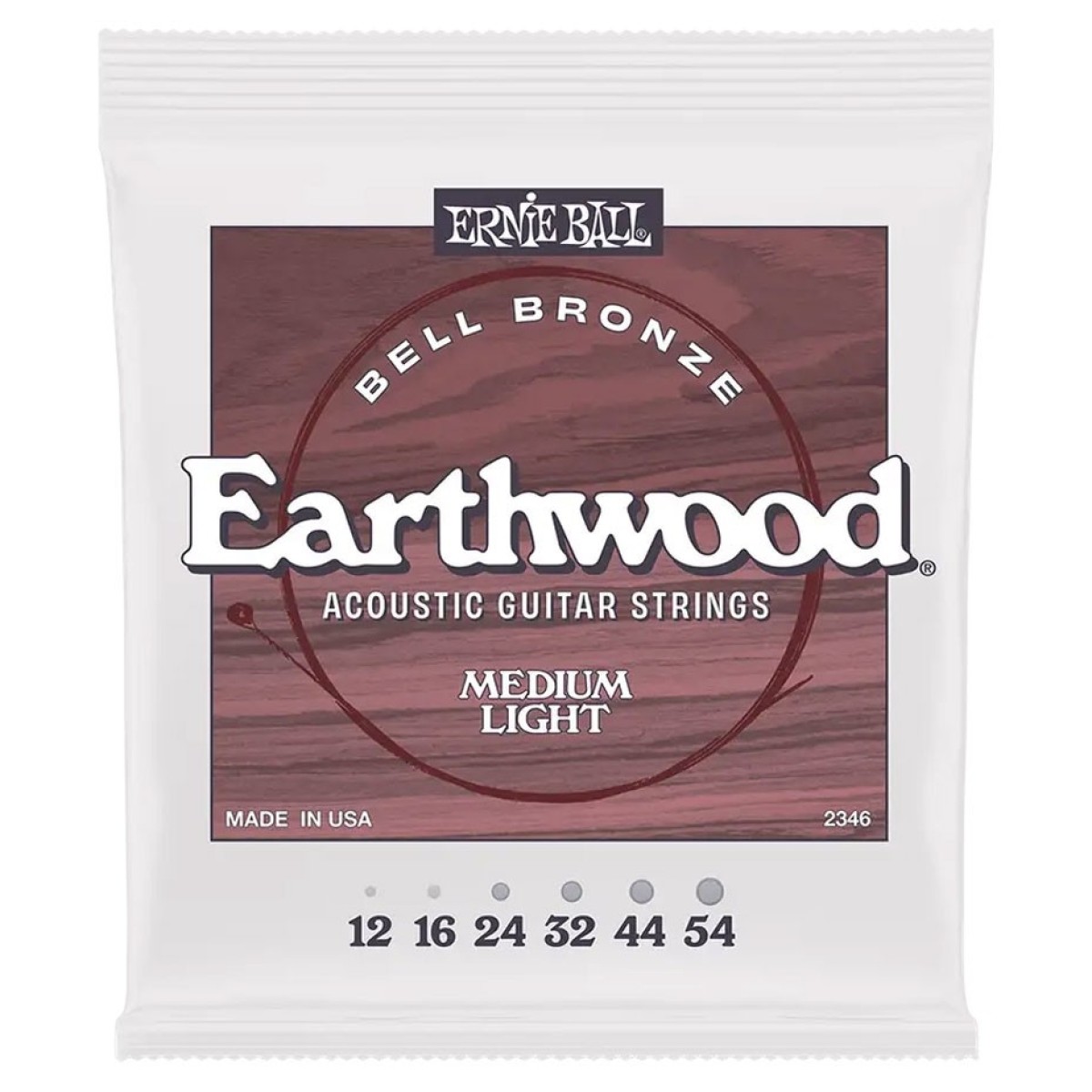 Ernie Ball Medium Light Earthwood Bell Bronze Acoustic Guitar Strings, 12-54