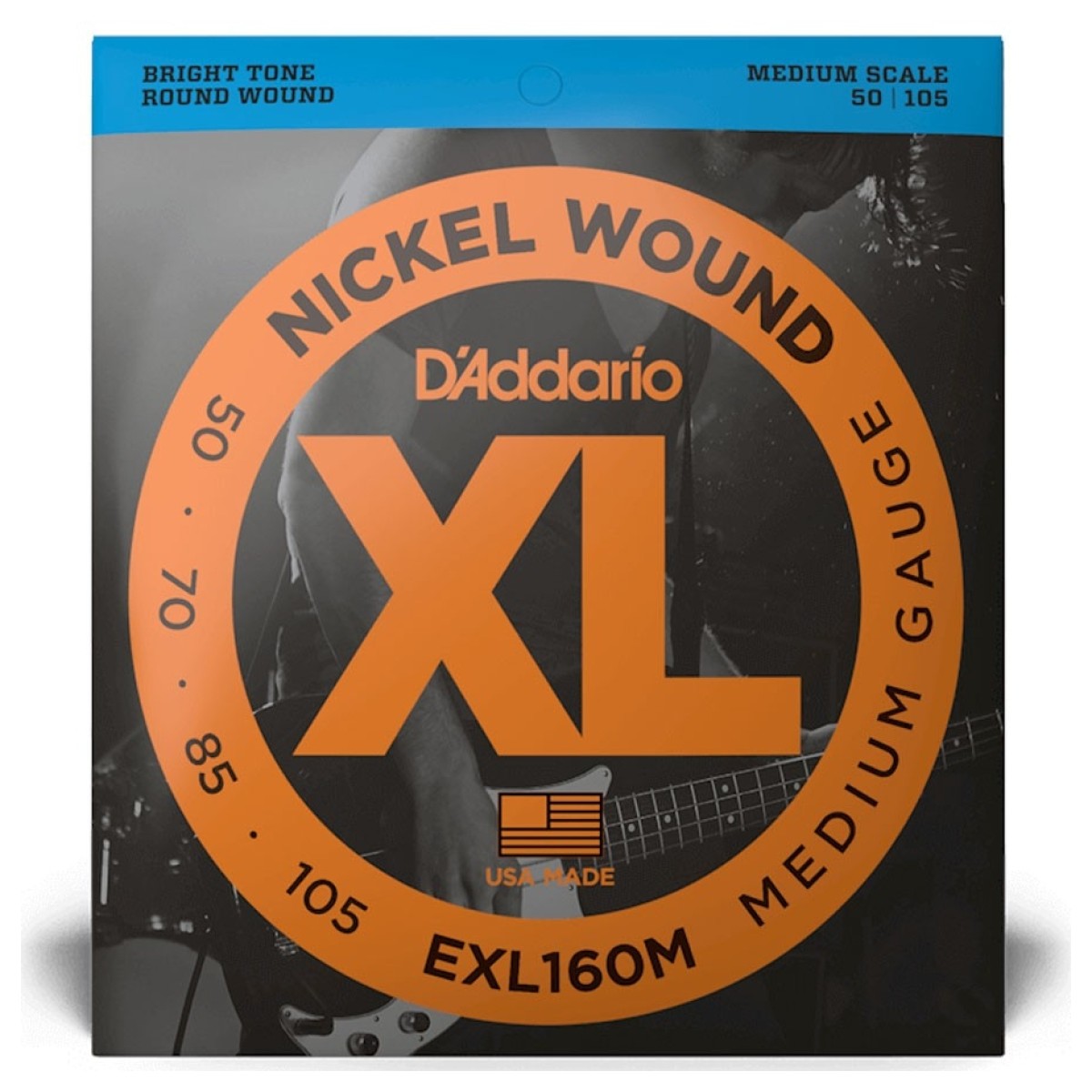 D'Addario EXL160M Nickel Wound Bass, Medium, 50-105, Medium Scale