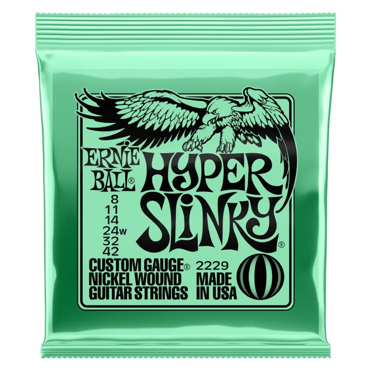 Ernie Ball Hyper Slinky 2229 Nickel Guitar Strings Set, 8-42