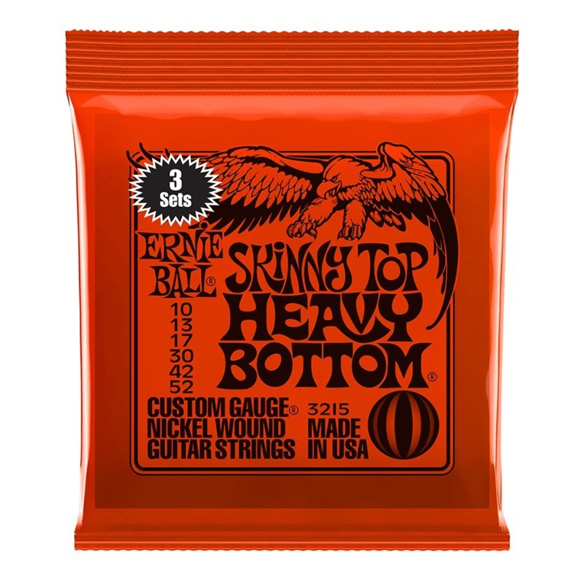 Ernie Ball 3215 Skinny Top Heavy Bottom Strings, 3 Pack (10 - 52)